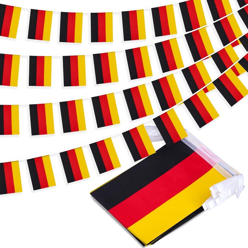 MVPRING Germany String Flag Pennant Banner, Small Mini German Flags Bunting Banner, German Unity Day National Country Decoration for School, Party, Sports Events, Patriotic Festival, 33 Feet 30 Flags - Image 1